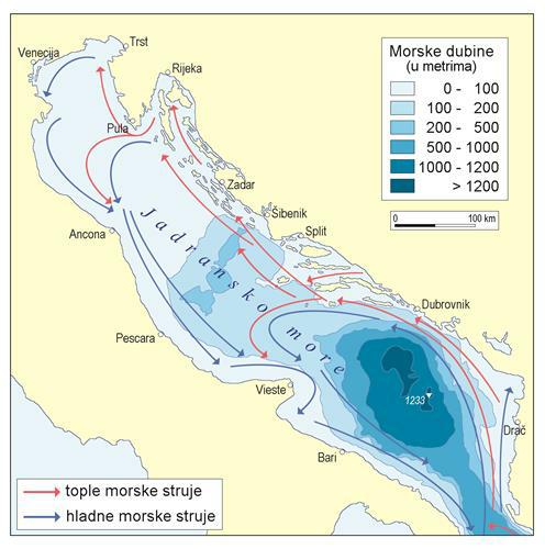 jadranskom moru dubina mora karta Jadransko More Ili Jadran Proleksis Enciklopedija jadranskom moru dubina mora karta